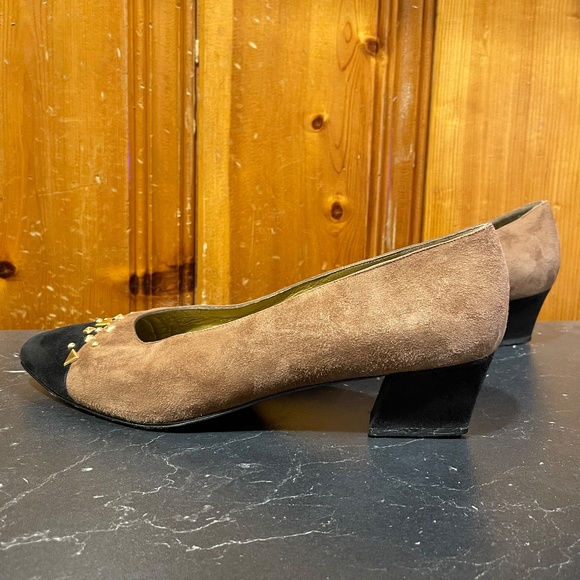 Stuart Weitzman Vintage Suede Pumps Kitten Heels Brown and Black size 7 - Picture 5 of 10